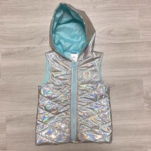 Girls 3T Disney Frozen Elsa Iridescent Puffer Vest with Zipper